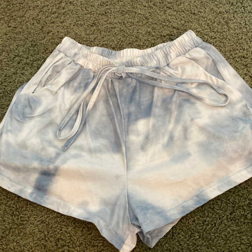 blue tie dye shorts